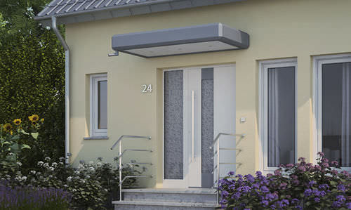 Pensilina da ingresso - KV 350 - Kompo Therm - in alluminio / con copertura in alluminio / piatta