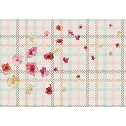 Carta da parati vintage - CAMELIAS - Neodko - in tessuto non tessuto / con motivi floreali / a righe