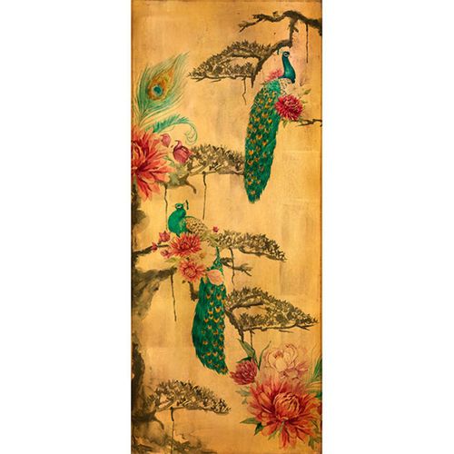 Carta da parati contemporanea - PARADISE GOLD PEACOCKS - Neodko - in tessuto non tessuto / con motivi naturali / floreale