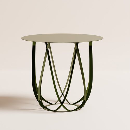 Tavolo contemporaneo - Croisements - Objets Publics - in acciaio termolaccato / con supporto in acciaio termolaccato / rotondo