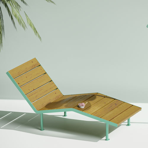 Lettino prendisole contemporaneo - cité Bois - Objets Publics - in legno massiccio / in douglas / in acciaio galvanizzato