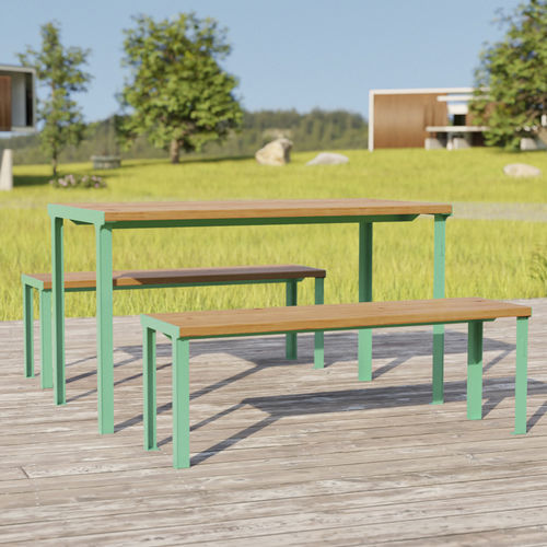 Tavolo da pranzo contemporaneo - cité Bois - Objets Publics - in legno massiccio / in douglas / con supporto in acciaio termolaccato