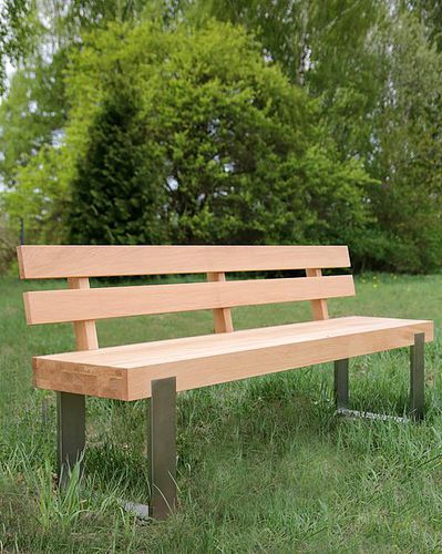 Panca da giardino contemporanea - FRAME  - MILONI Deutschland - in legno / con schienale
