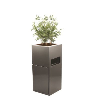 Fioriera in composito - TRASHAWAY - Livingreen design - quadrata / con cestino / contemporanea
