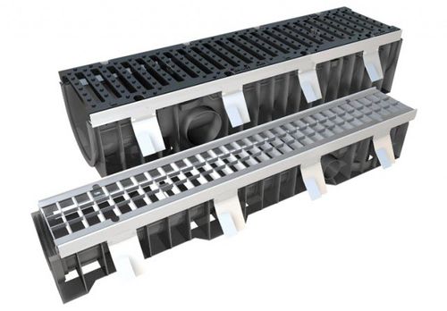 Canaletta con griglie - TOP - Polieco - a fessura / griglia in acciaio galvanizzato / griglia in ghisa