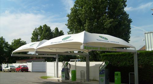 Tensostruttura su ossatura metallica - CAR WASH - Texabri - per tettoia / con membrana in PVC / per spazi pubblici