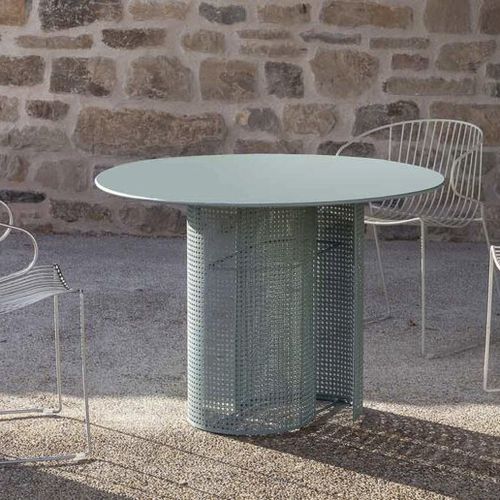 Tavolo contemporaneo - ARENA  - iSi Contract - in acciaio galvanizzato / con supporto in acciaio galvanizzato / rotondo