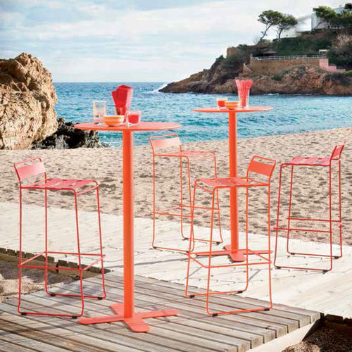 Tavolo contemporaneo - ANTIBES - iSi Contract - in acciaio galvanizzato / con supporto in acciaio galvanizzato / rotondo