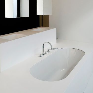 Lavabo sottopiano - KERROCK - in composito / con piano integrato / con miscelatore