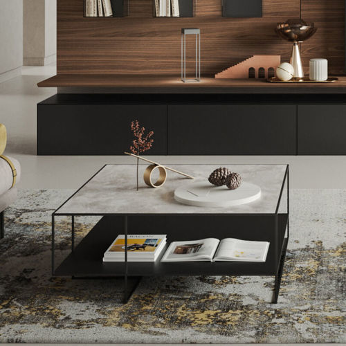 Tavolino basso contemporaneo - AXIS - Ronda Design - in vetro / in legno / in metallo