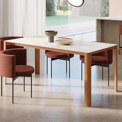 Tavolo da pranzo contemporaneo - CRAVE - Ronda Design - in vetro / in ceramica / con supporto in metallo