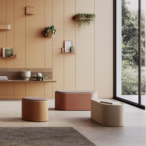 Pouf contemporaneo - DUB - Ronda Design - in metallo verniciato / ovale / convertibile