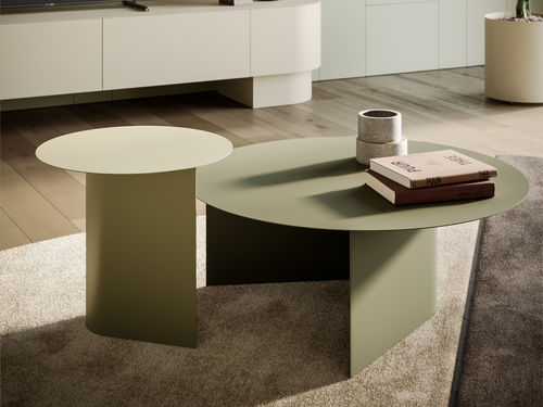 Tavolino estraibile contemporaneo - DOMUS - Ronda Design - in metallo / con supporto in metallo / rotondo
