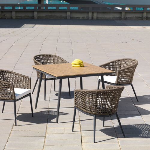 Tavolo da pranzo contemporaneo - ROMA - ARKIMUEBLE - in teak / con supporto in alluminio / quadrato