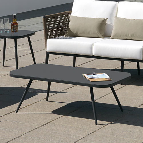 Tavolino basso contemporaneo - ROMA - ARKIMUEBLE - in alluminio / con supporto in alluminio / rettangolare