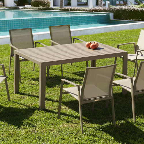 Tavolo da pranzo contemporaneo - FARO - ARKIMUEBLE - in alluminio / con supporto in alluminio / rettangolare