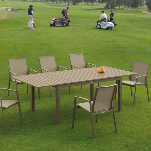 Tavolo da pranzo contemporaneo - FARO - ARKIMUEBLE - in alluminio / con supporto in alluminio / rettangolare