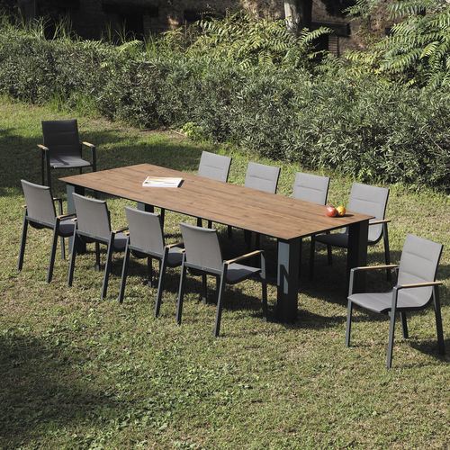 Tavolo da pranzo contemporaneo - LAGOS - ARKIMUEBLE - in teak / con supporto in alluminio / rettangolare