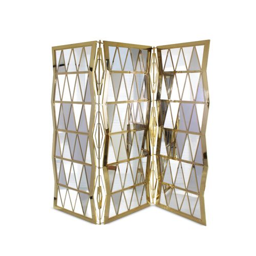 Paravento contemporaneo - TRINITY - Malabar - in vetro / in ottone lucidato / da sala