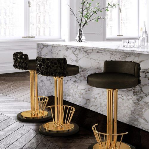 Sedia alta classica - PILAR - Malabar - da sala / in velluto / in ottone lucidato