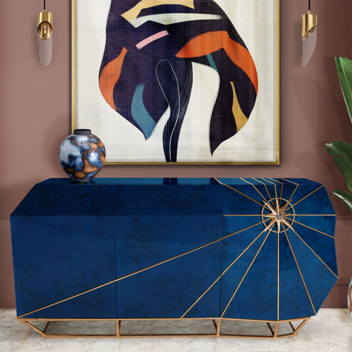 Credenza contemporanea - SAGRES - Malabar - in legno dorato a foglia oro / in legno con vernice di protezione / in ottone lucidato