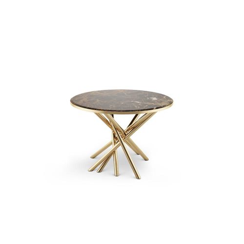 Tavolo d'appoggio contemporaneo - DUCHESS - Malabar - in marmo / con supporto in ottone lucido / rotondo