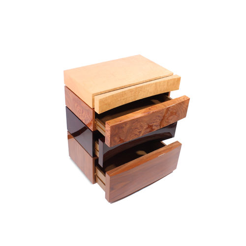 Cassettone contemporaneo - HOLLOW - Malabar - impiallacciato in legno / in legno dorato a foglia oro / in ottone lucidato