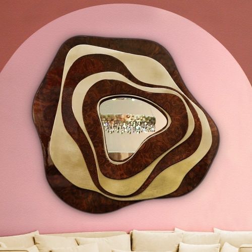 Specchio a muro - TORSION - Malabar - contemporaneo / curvo / in legno dorato a foglia oro