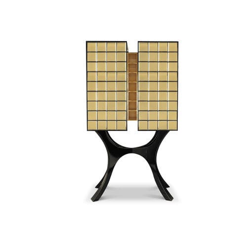 Mobile bar contemporaneo - MONDO - Malabar - in legno laccato / in vetro / con sportello battente