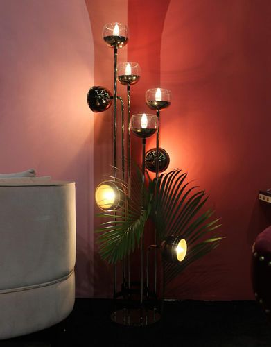 Lampada da terra - BLACK WIDOW II - CreativeMary - in ottone lucidato / in vetro laccato / contemporanea