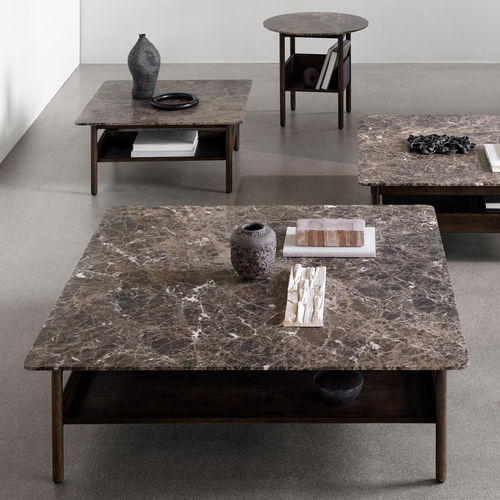 Tavolino basso contemporaneo - COLLECT - Wendelbo - in marmo / con supporto in quercia / quadrato