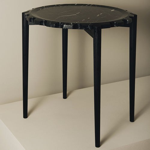 Tavolo d'appoggio design originale - CLOCK NERO MARQUINA - MAAMI HOME - in rovere / in legno massiccio / in marmo
