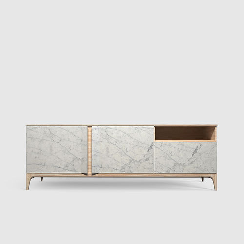Credenza contemporanea - STORM CARRARA - MAAMI HOME - in rovere / impiallacciata in legno / in marmo
