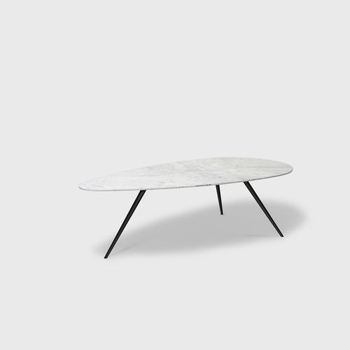 Tavolino basso contemporaneo - EGGE CARRARA - MAAMI HOME - in marmo / con supporto in acciaio termolaccato / ovale