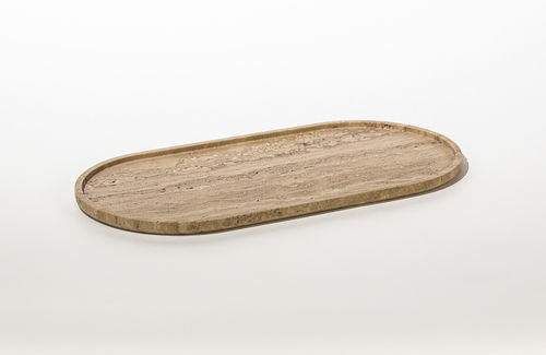 Vassoio di servizio in marmo - ROUND TRAY TRAVERTINE - MAAMI HOME - per camera d'hotel / per ristorante / per hotel