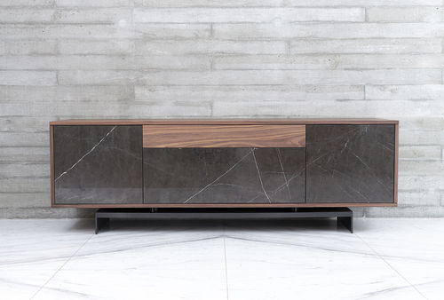 Credenza contemporanea - GRAMMI S GREY KENDZO - MAAMI HOME - in noce / impiallacciata in legno / in marmo