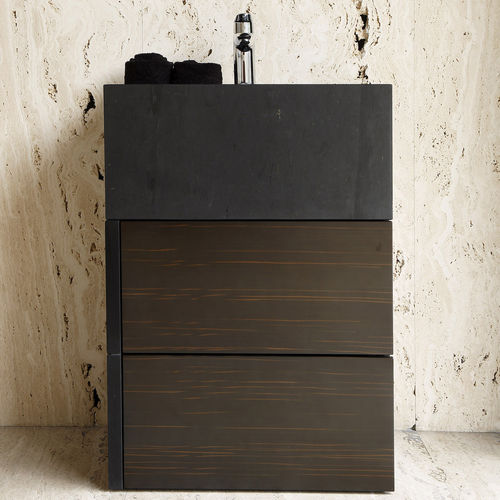 Mobile lavabo da appoggio - PUNALU'U - MAAMI HOME - impiallacciato in legno / in ebano / in ardesia
