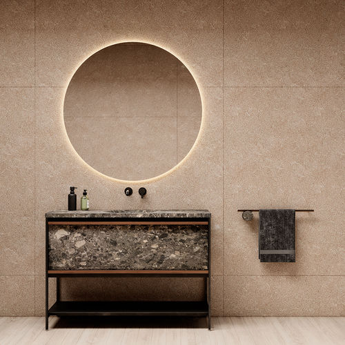 Mobile lavabo da appoggio - NORDIC METAL - MAAMI HOME - in noce / in acciaio inossidabile / in marmo