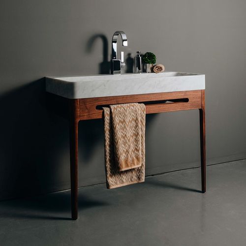 Lavabo consolle - FIJI - MAAMI HOME - in marmo / con piano integrato / con portasalviette integrato
