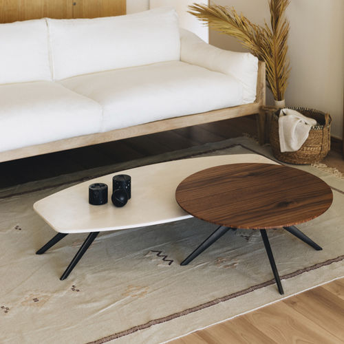 Tavolino basso contemporaneo - SOLINAS ESTREMOZ - MAAMI HOME - in marmo / con supporto in ghisa di alluminio / su misura