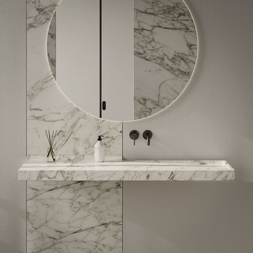 Lavabo sospeso - BALI - MAAMI HOME - in marmo / con piano integrato / su misura
