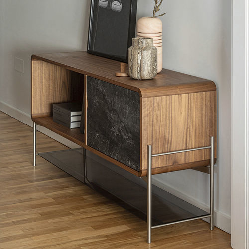Credenza con piedi alti - RICH LP SPIDER GREY - MAAMI HOME - design scandinavo / in noce / in acciaio inossidabile