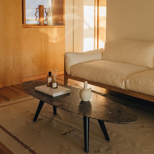 Tavolino basso contemporaneo - ELLIPSE CEPPO DI GRE - MAAMI HOME - in marmo / con supporto in legno laccato / ovale