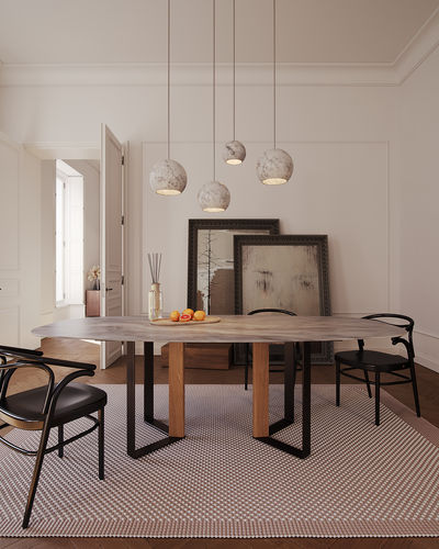 Tavolo da pranzo grigio - NIBBLES WOOD NUVOLATO - MAAMI HOME - contemporaneo / in marmo / con supporto in quercia