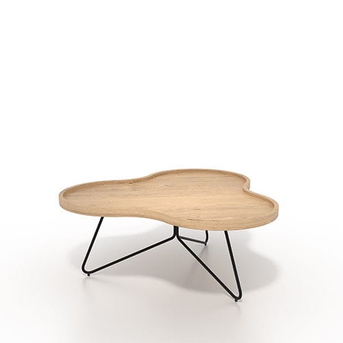Tavolino basso contemporaneo - FLOWER - AKANTE - impiallacciato in legno / in MDF / con supporto in acciaio laccato
