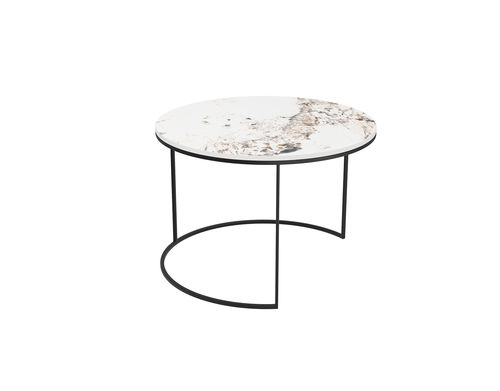 Tavolo d'appoggio contemporaneo - DOLCE VITA - AKANTE - in vetro / in ceramica / con supporto in acciaio laccato