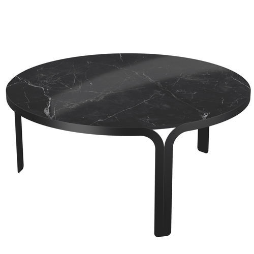 Tavolino basso contemporaneo - MADURA - AKANTE - in ceramica / con supporto in acciaio laccato / rotondo
