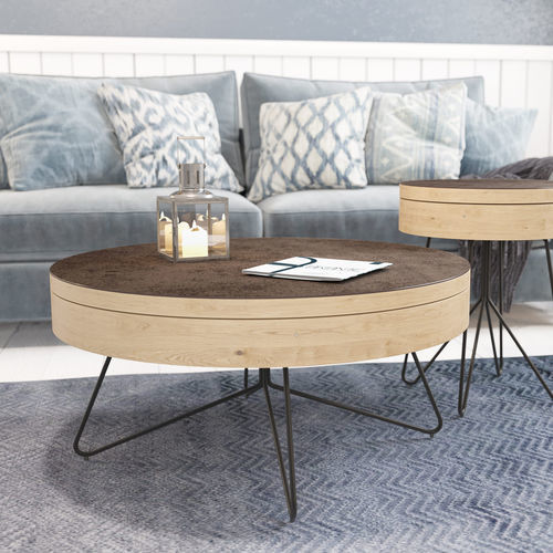 Tavolino basso design scandinavo - BROOKLYN - AKANTE - in rovere / impiallacciato in legno / in ceramica