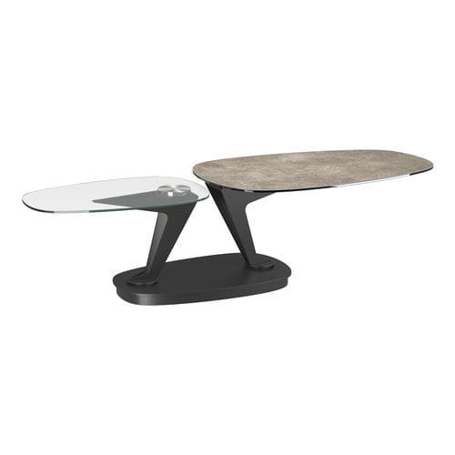 Tavolino basso contemporaneo - OSIRIS - AKANTE - in vetro temprato / in ceramica / con supporto in acciaio laccato