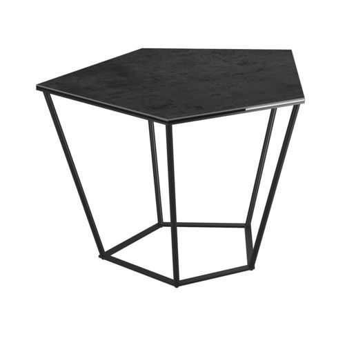 Tavolino basso contemporaneo - ENIGMA - AKANTE - in ceramica / con supporto in acciaio laccato / pentagonale